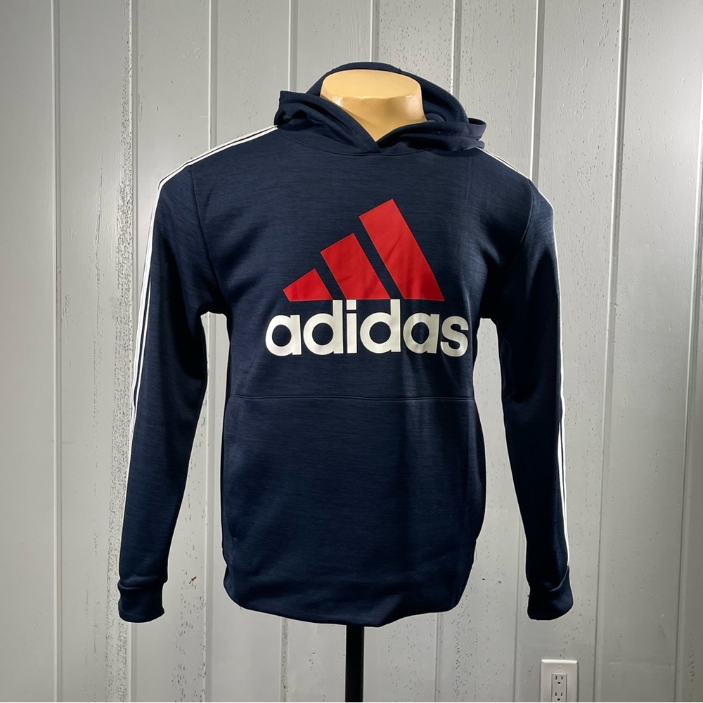 **NWT Adidas Youth Blue Big Logo Pullover Hoodie Sz XL